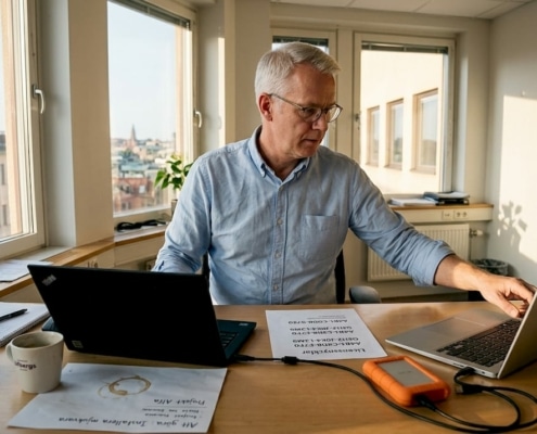 Vid hörnkontoret förbereds just nu ett byte av datorer.