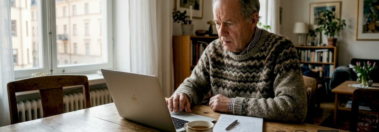 Så får seniorer datasupport i Stockholm enkelt och tryggt 1 Äldre man får hjälp med datorn hemma