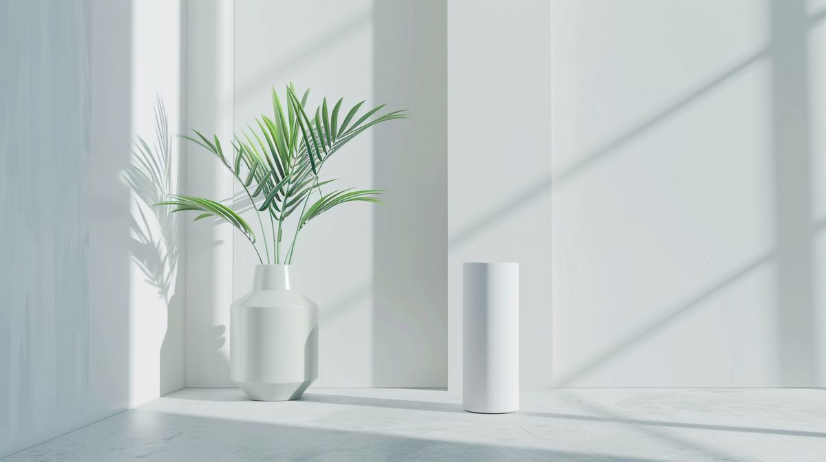 Router på vitt bord i ljust hem