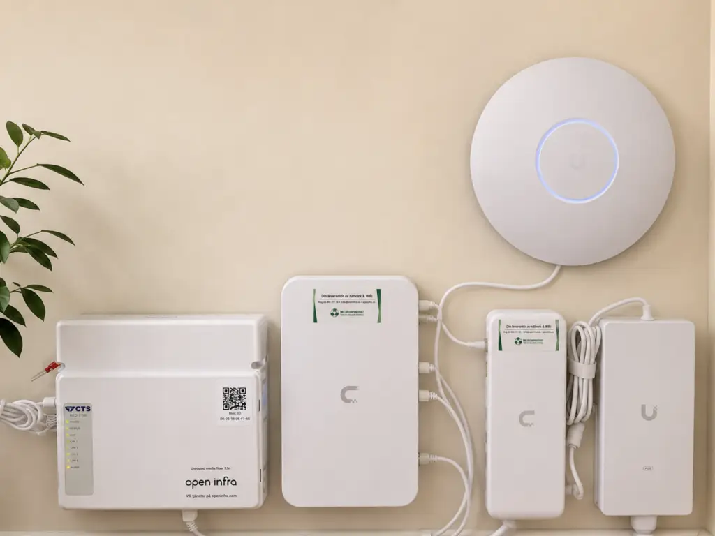 UniFi Gateway Fiber och fyra accesspunkter i villa i Täby